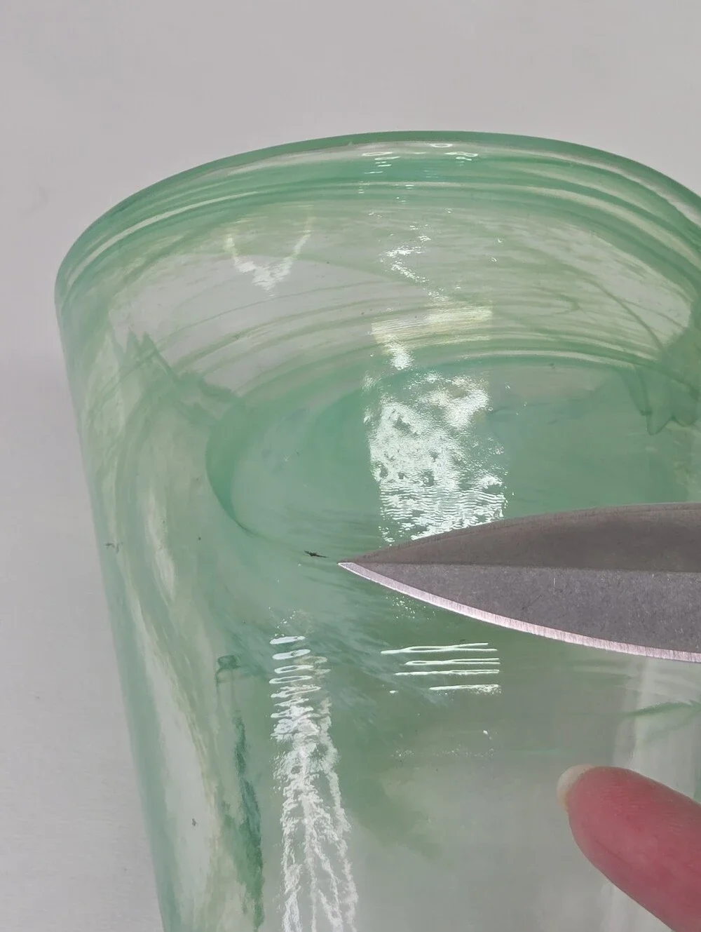 Kosta Boda Mine Green Swirl Tumbler Glass Ulrica Hydman-Vallien Sweden Art Glass